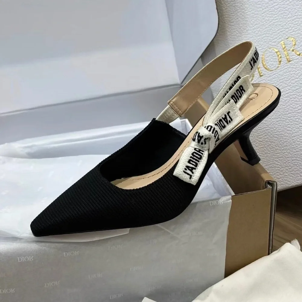 Dior Black Pointed Slingback Heels - Picture 4 of 9